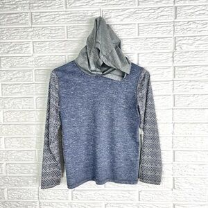 Buzz Cuts Boys Grey and Blue Lightweight Hooded Long Sleeve Shirt Small 8